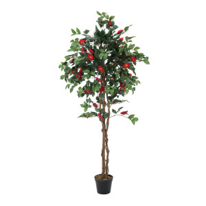 Europalms Kamelienbaum rot mit Topf, Kunstpflanze, 180cm