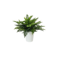 Europalms Farnbusch im Dekotopf, Kunstpflanze, 51 Blätter, 48cm