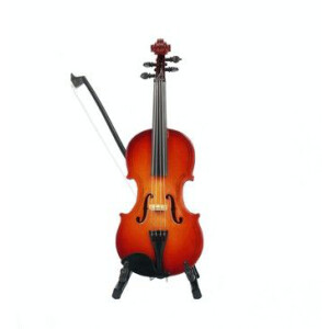 Violine 14 cm mit Bogen, Standfu&szlig; und Geschenkbox