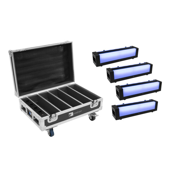Eurolite Set 4x AKKU Bar-6 Glow QCL + Case mit Ladefunktion