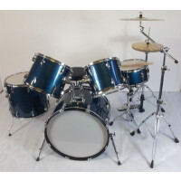 Drumte Drumset JW225-PVC-1 BW, blau, komplett mit 4-tlg. Hardware, 14" HiHat, 16" Becken