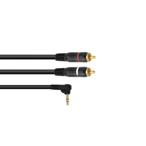 Omnitronic Adapterkabel 3,5 Klinke 90°/2xCinch 3m sw
