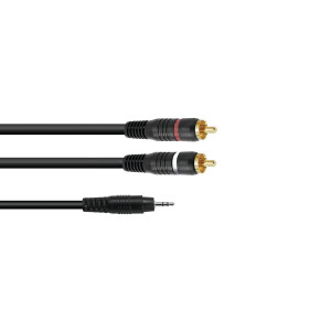 Omnitronic Adapterkabel 3,5 Klinke/2xCinch 1m sw
