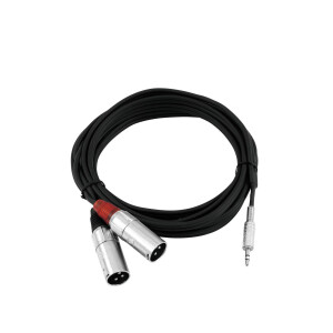 Omnitronic Adapterkabel 3,5 Klinke/2xXLR(M) 3m sw